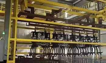 Movement through rinse tanks, pickling tanks, neutralization tanks, and surface conditioning tanks