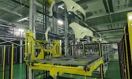 Transfer of Parts from Second Floor to First Floor for Unloading 